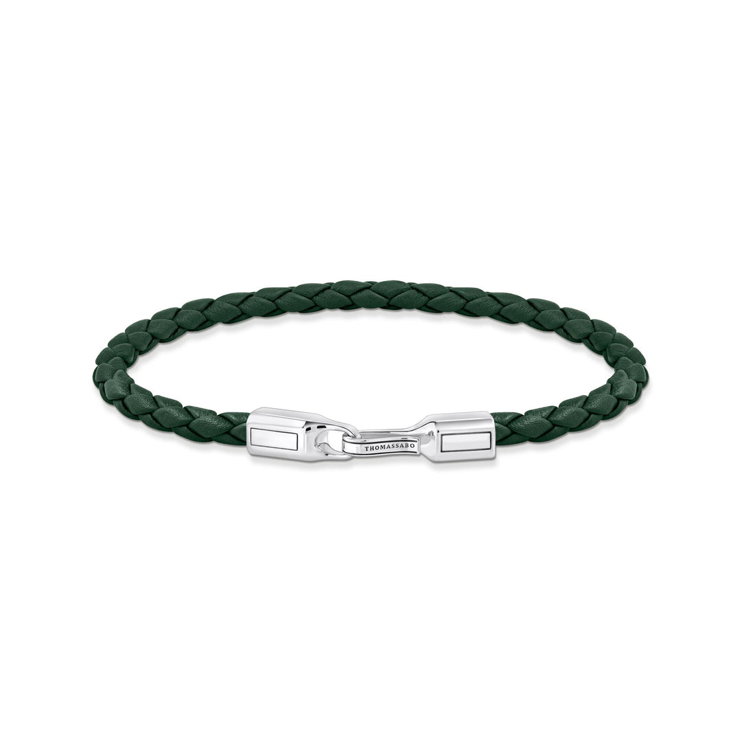 Bracelet with braided, green leather | THOMAS SABO Australia