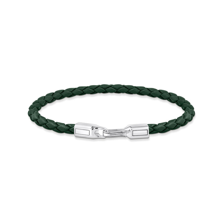 Bracelet with braided, green leather | THOMAS SABO Australia