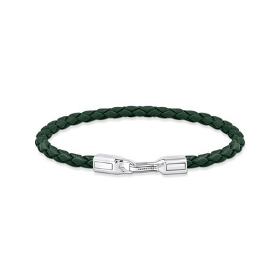 Bracelet with braided, green leather | THOMAS SABO Australia