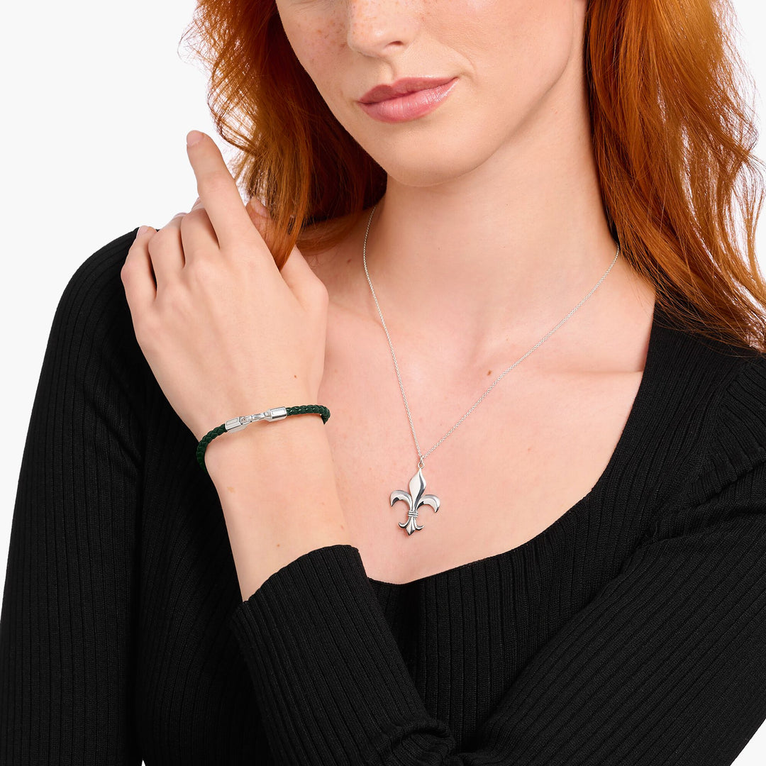 Bracelet with braided, green leather | THOMAS SABO Australia
