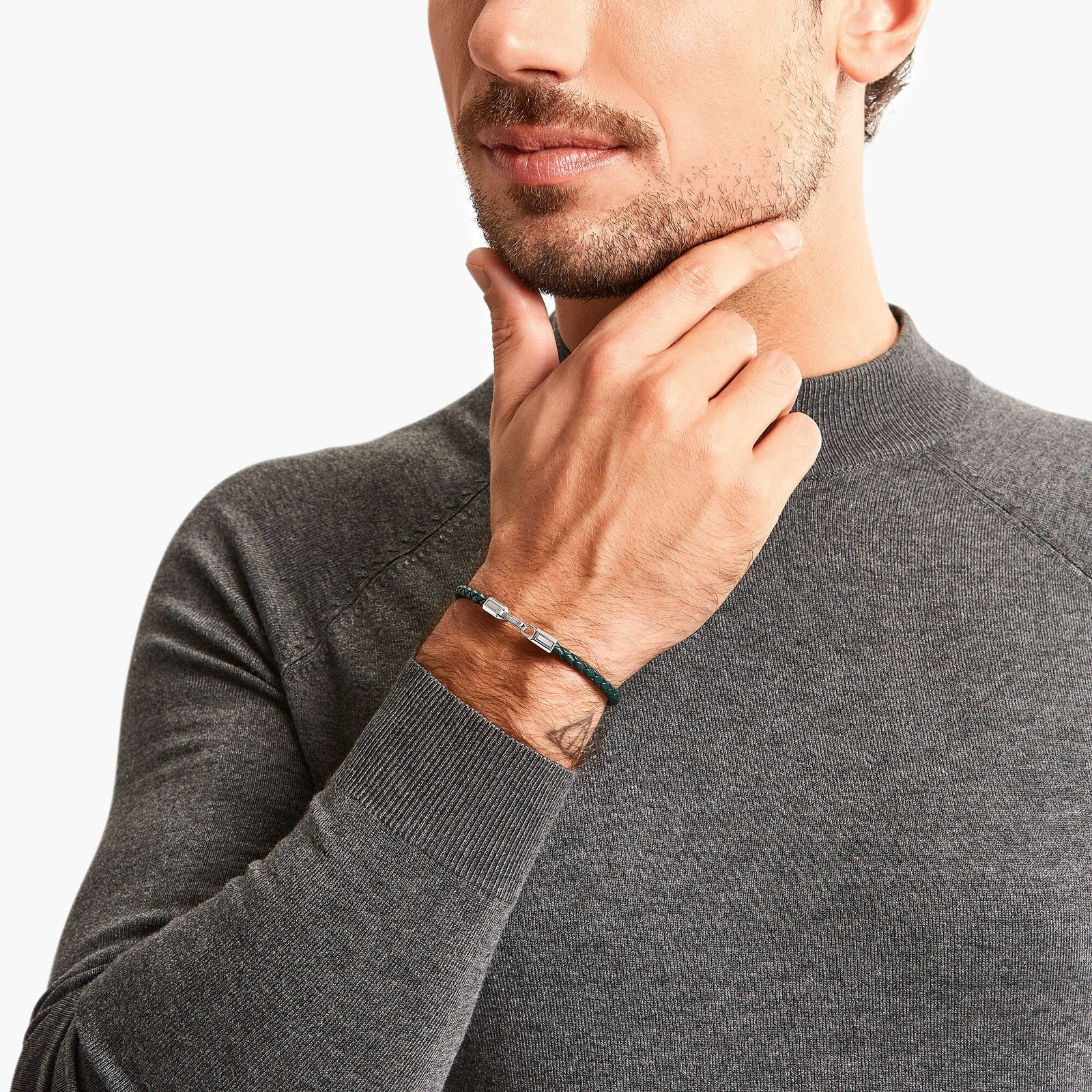Bracelet with braided, green leather | THOMAS SABO Australia