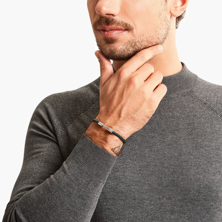 Bracelet with braided, green leather | THOMAS SABO Australia