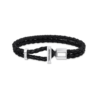 Double bracelet with braided, black leather | THOMAS SABO Australia