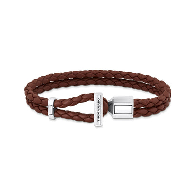Double bracelet with braided, brown leather | THOMAS SABO Australia