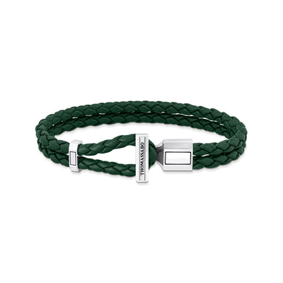 Double bracelet with braided, green leather | THOMAS SABO Australia