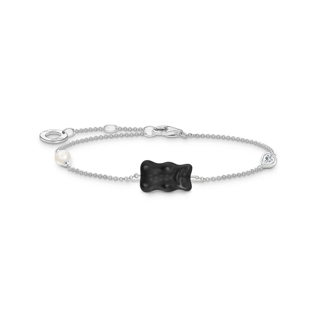 Bracelet with black Goldbears, freshwater pearl &amp; zirconia | THOMAS SABO Australia