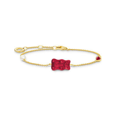 THOMAS SABO x HARIBO: Gold-plated Bracelet Strawberry Red Gold Bear | THOMAS SABO Australia