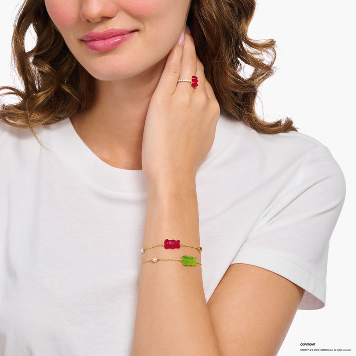 THOMAS SABO x HARIBO: Gold-plated Bracelet Strawberry Red Gold Bear | THOMAS SABO Australia