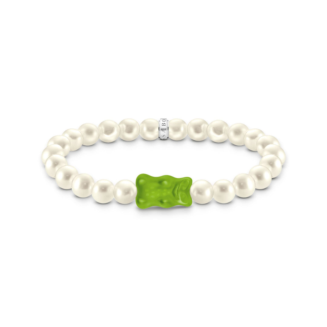 THOMAS SABO x HARIBO: Silver Pearl bracelet Apple green Goldbear  | THOMAS SABO Australia