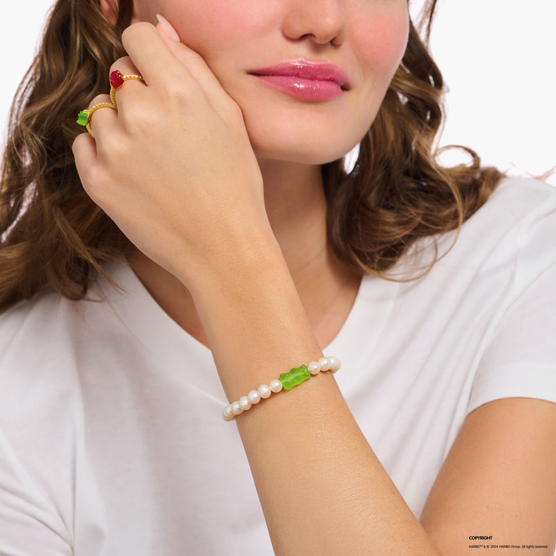 THOMAS SABO x HARIBO: Silver Pearl bracelet Apple green Goldbear | THOMAS SABO Australia