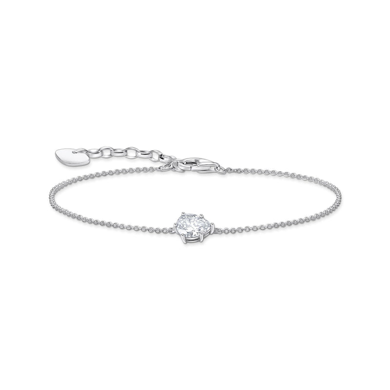 Bracelet with white drop-shaped pedant - silver | THOMAS SABO Australia