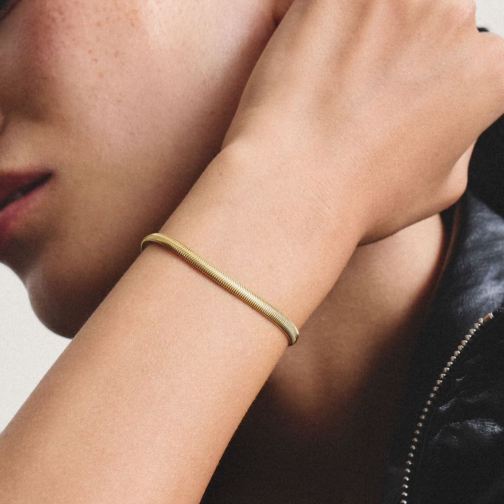 Gold-Tone Stainless Steel Snake Chain Bracelet