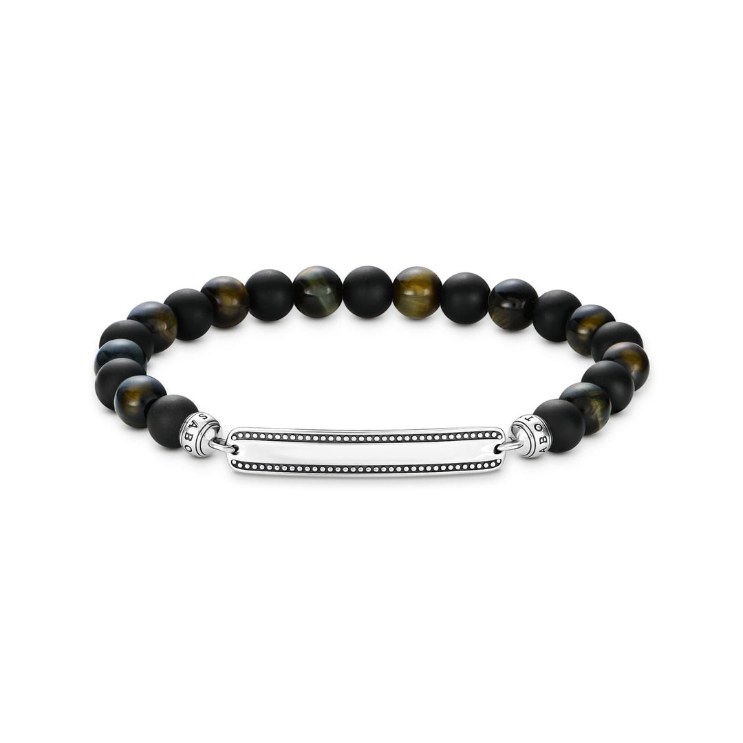 Engraved bracelet with obsidian beads | THOMAS SABO Australia