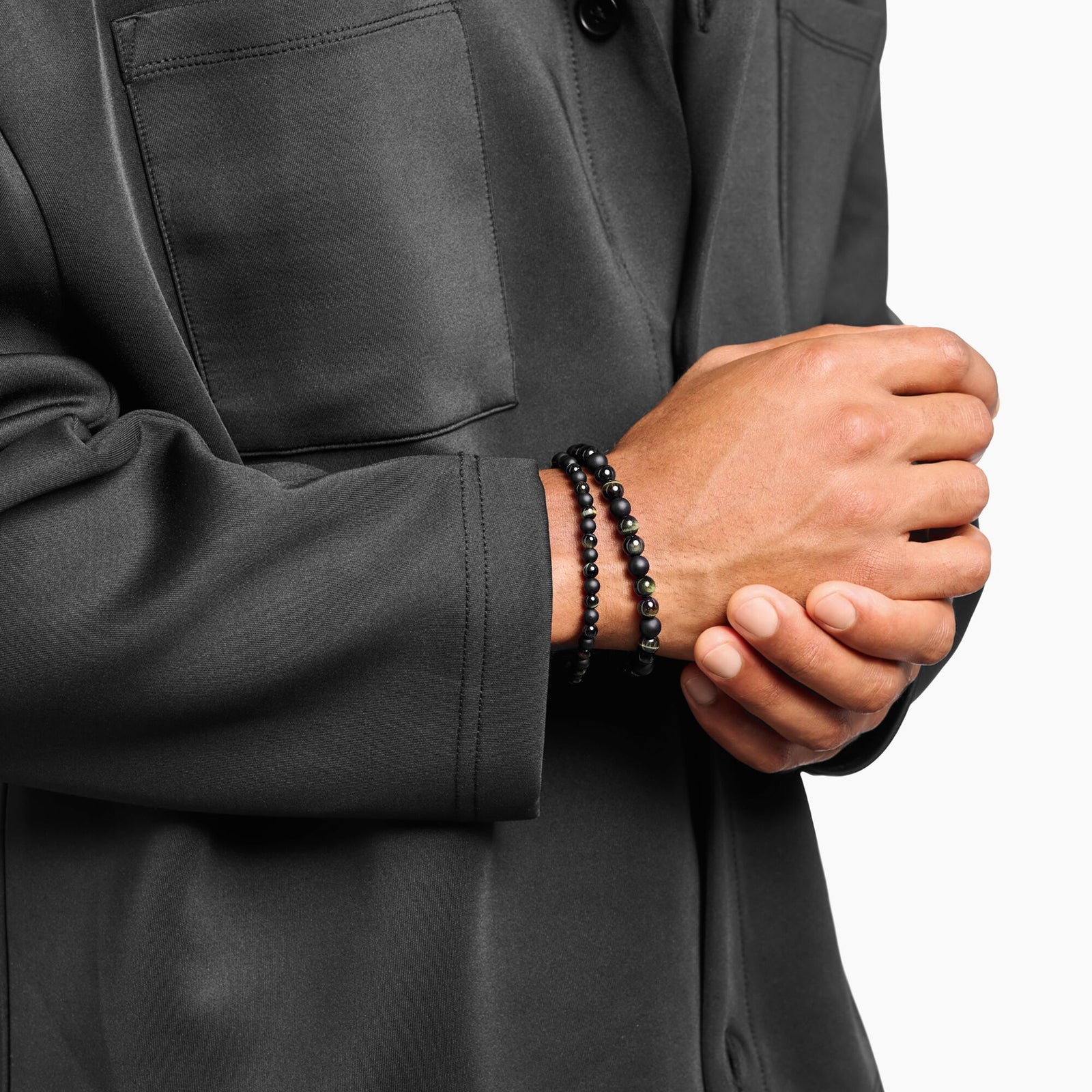Talisman bracelet with tiger eye and obsidian beads