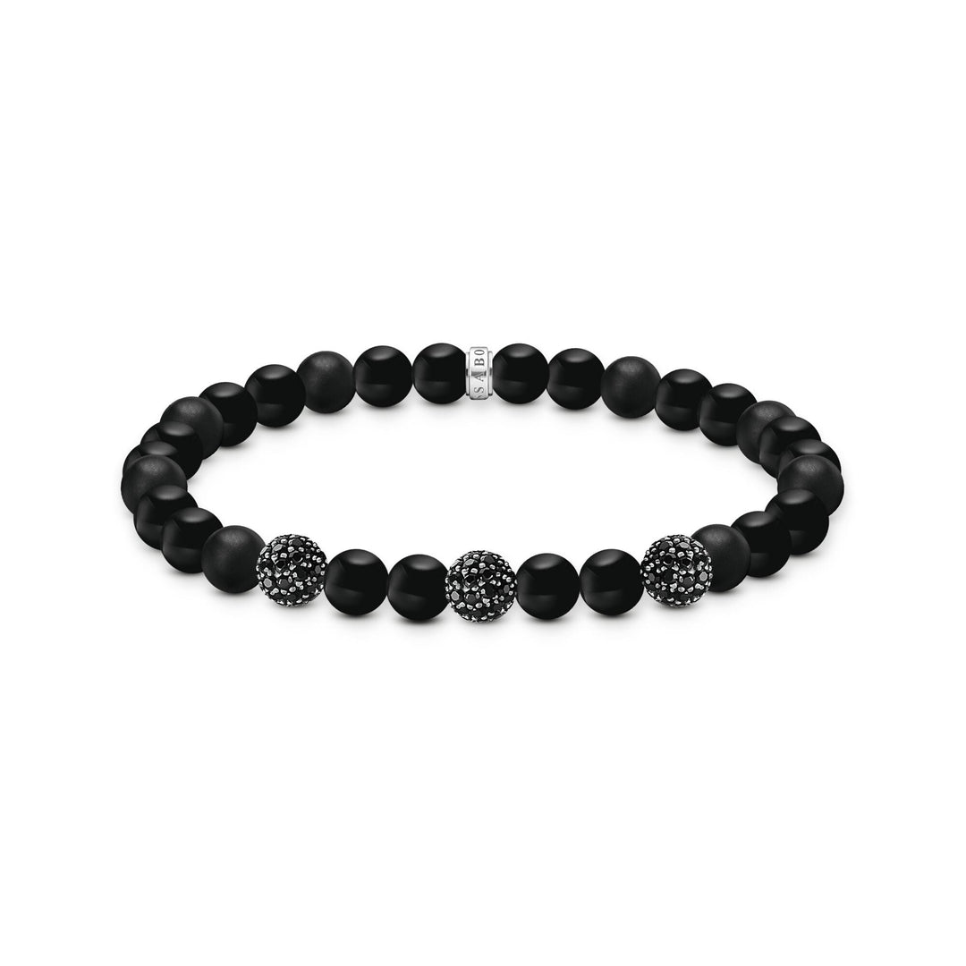 Obsidian bracelet with three zirconia beads | THOMAS SABO Australia