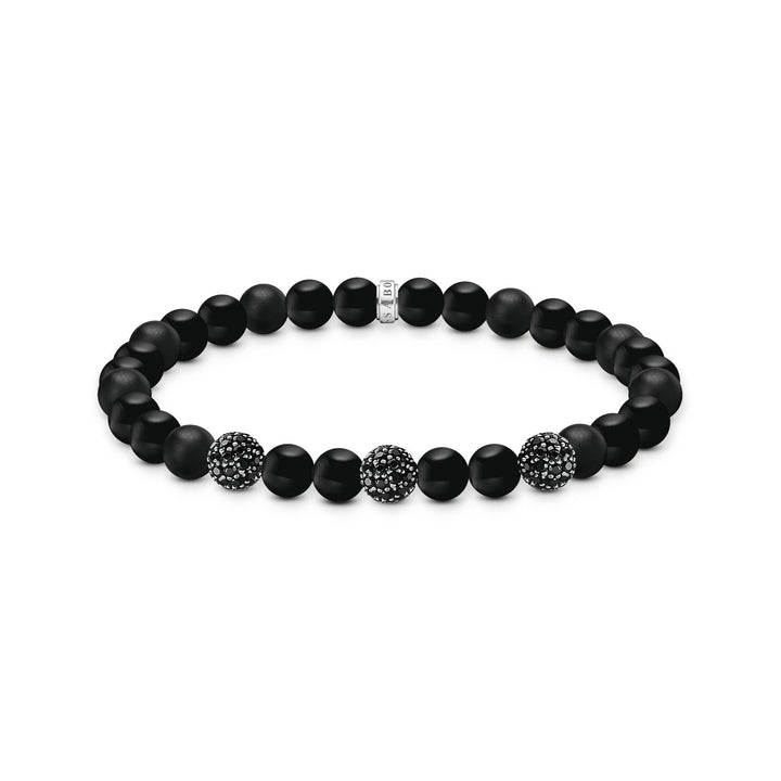 Obsidian bracelet with three zirconia beads | THOMAS SABO Australia