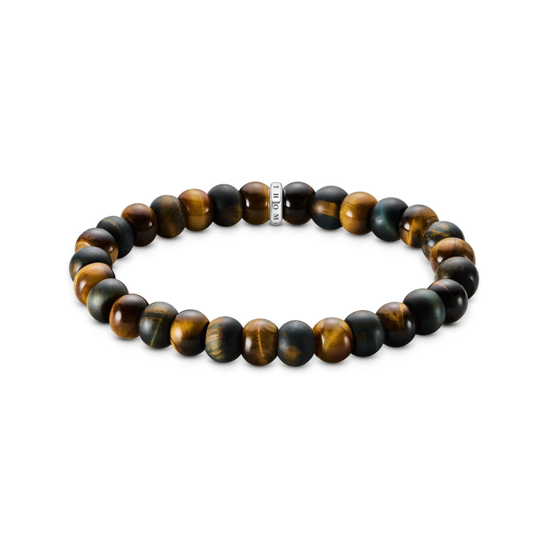 Beaded Bracelet with blue &amp; gold tiger&