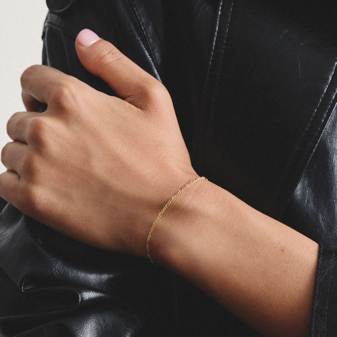 Gold-Tone Stainless Steel Figaro Bracelet 1.4mm