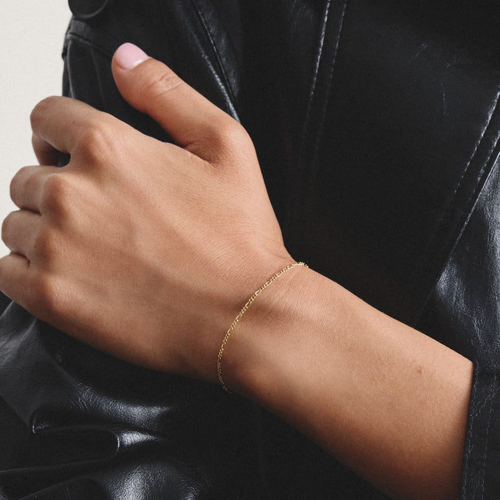 Gold-Tone Stainless Steel Figaro Bracelet 1.4mm