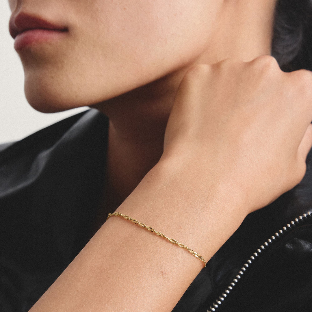 Gold-Tone Stainless Steel Singapore Bracelet 1.7mm