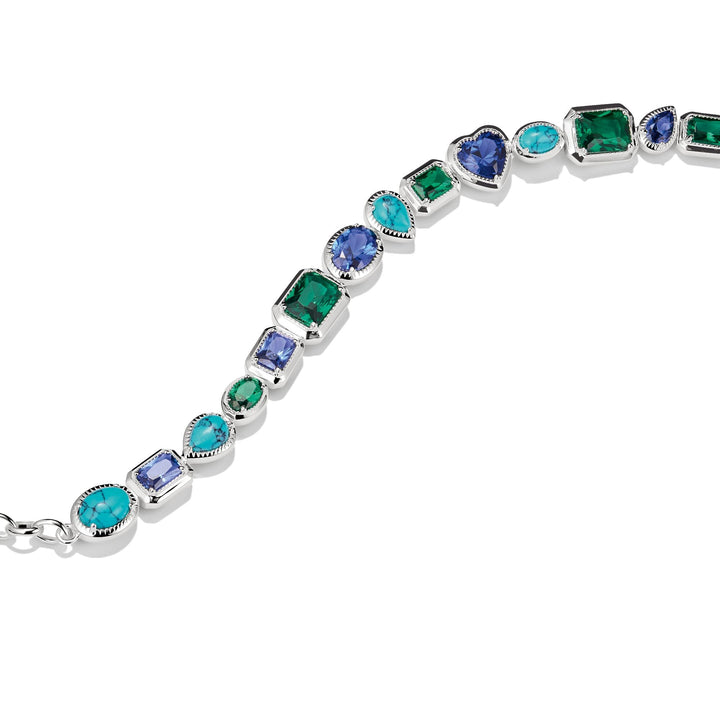 Bracelet with Blue-Green Stones Silver