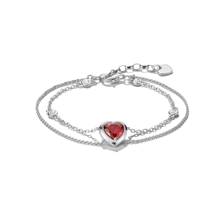Two-Row Bracelet with Red Heart Stone Elyndra | THOMAS SABO Australia