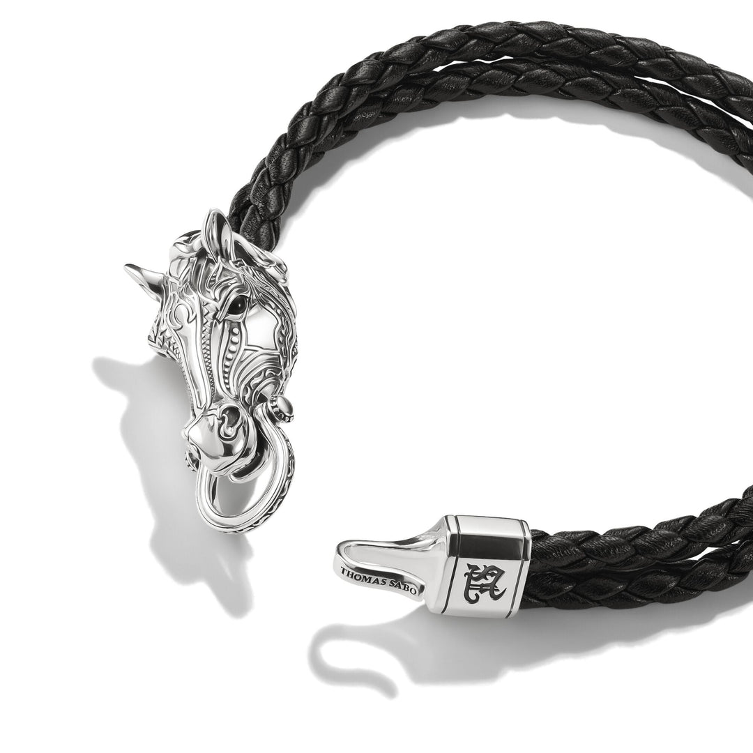 Leather Bracelet with Horse Head Wild Horses