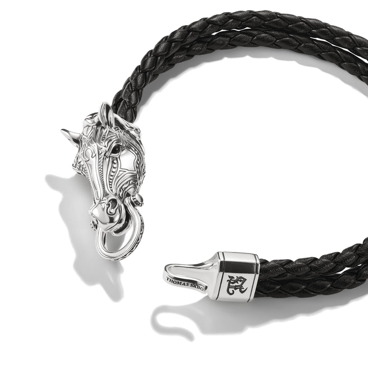 Leather Bracelet with Horse Head Wild Horses
