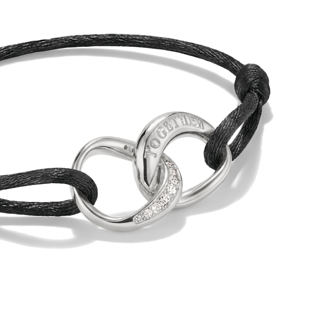 Textile bracelet Together black with zirconia | THOMAS SABO Australia