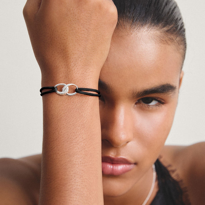 Textile bracelet Together black with zirconia | THOMAS SABO Australia