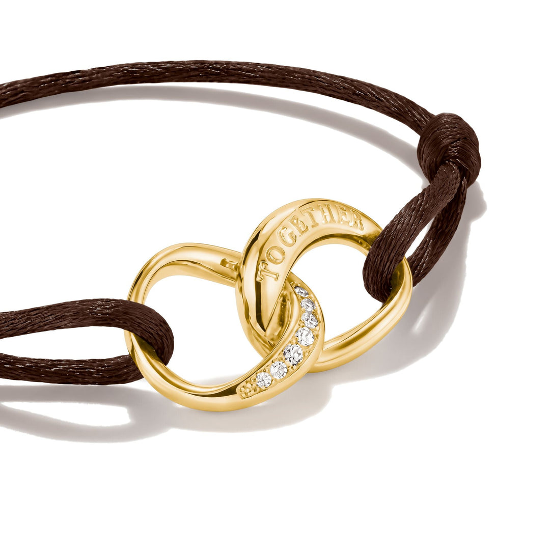 Textile bracelet Together brown with zirconia | THOMAS SABO Australia