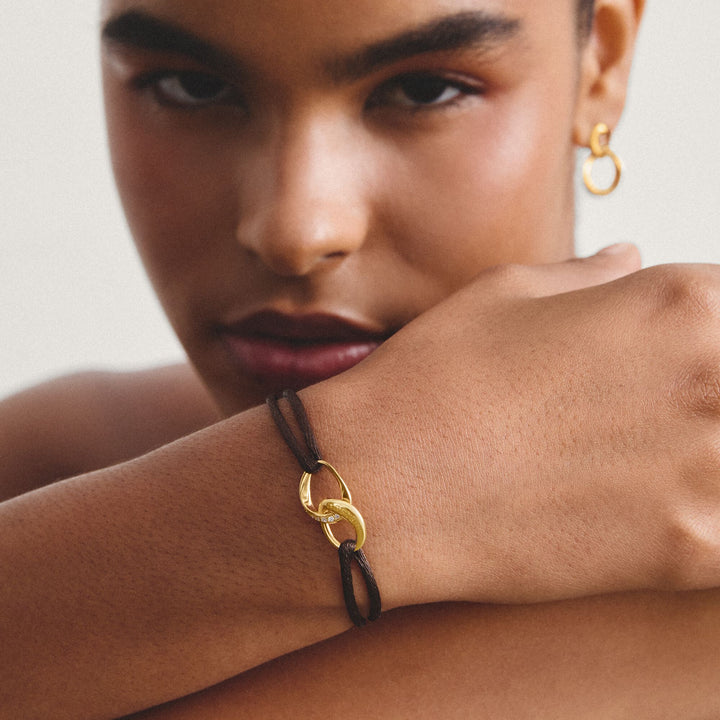 Textile bracelet Together brown with zirconia | THOMAS SABO Australia