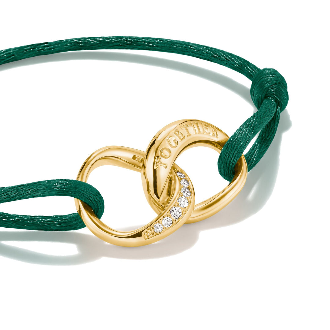 Textile bracelet Together green with zirconia | THOMAS SABO Australia