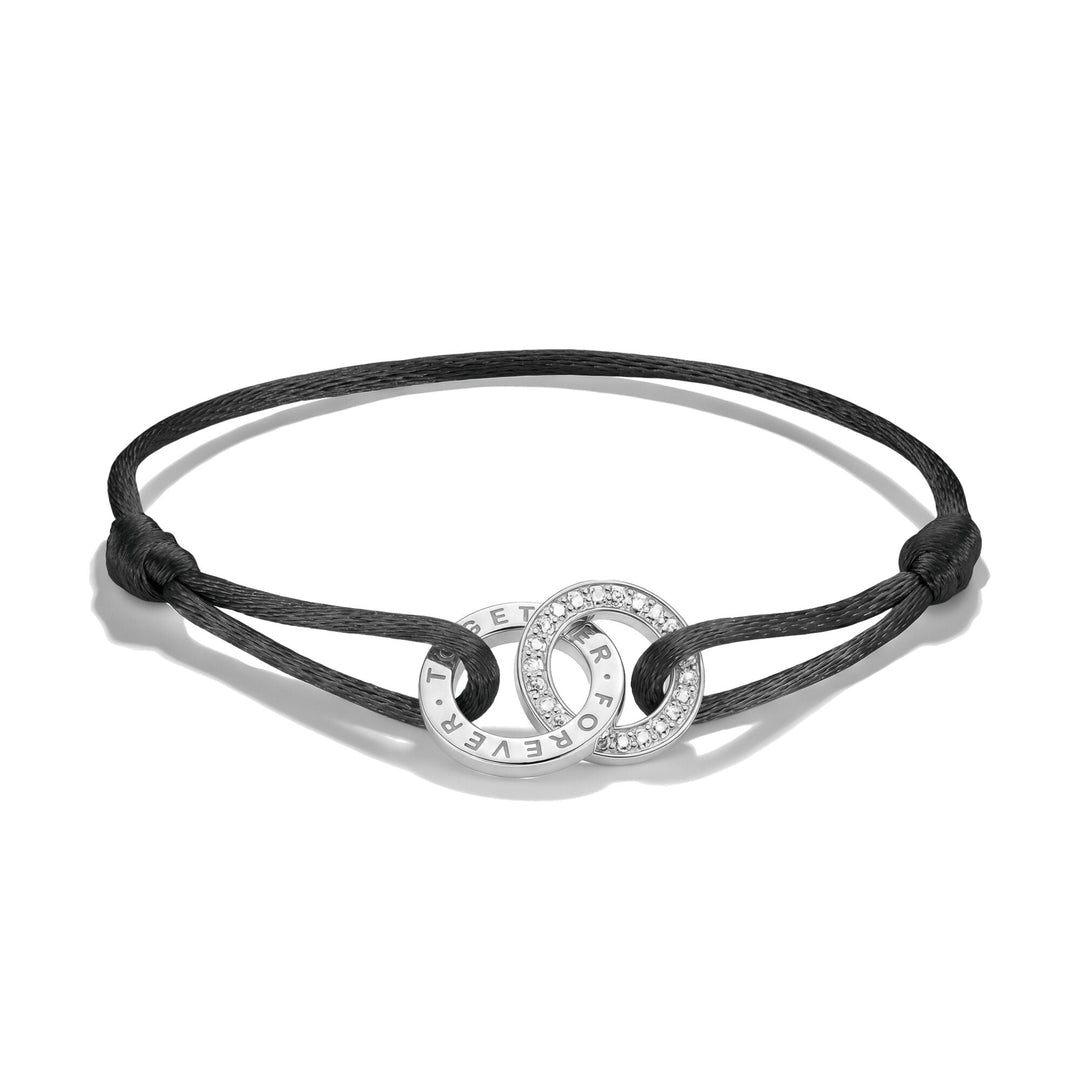 Textile bracelet Together black with zirconia | THOMAS SABO Australia