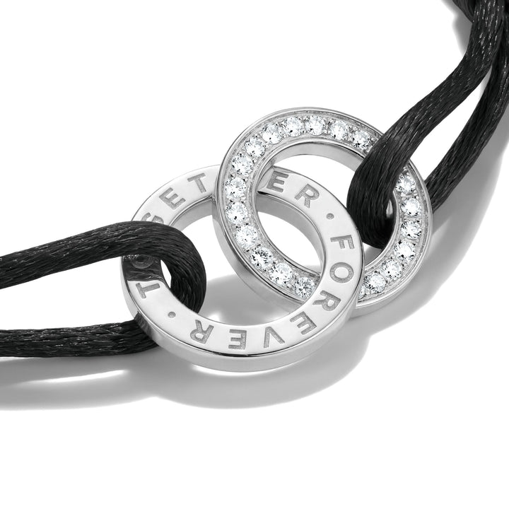Textile bracelet Together black with zirconia | THOMAS SABO Australia