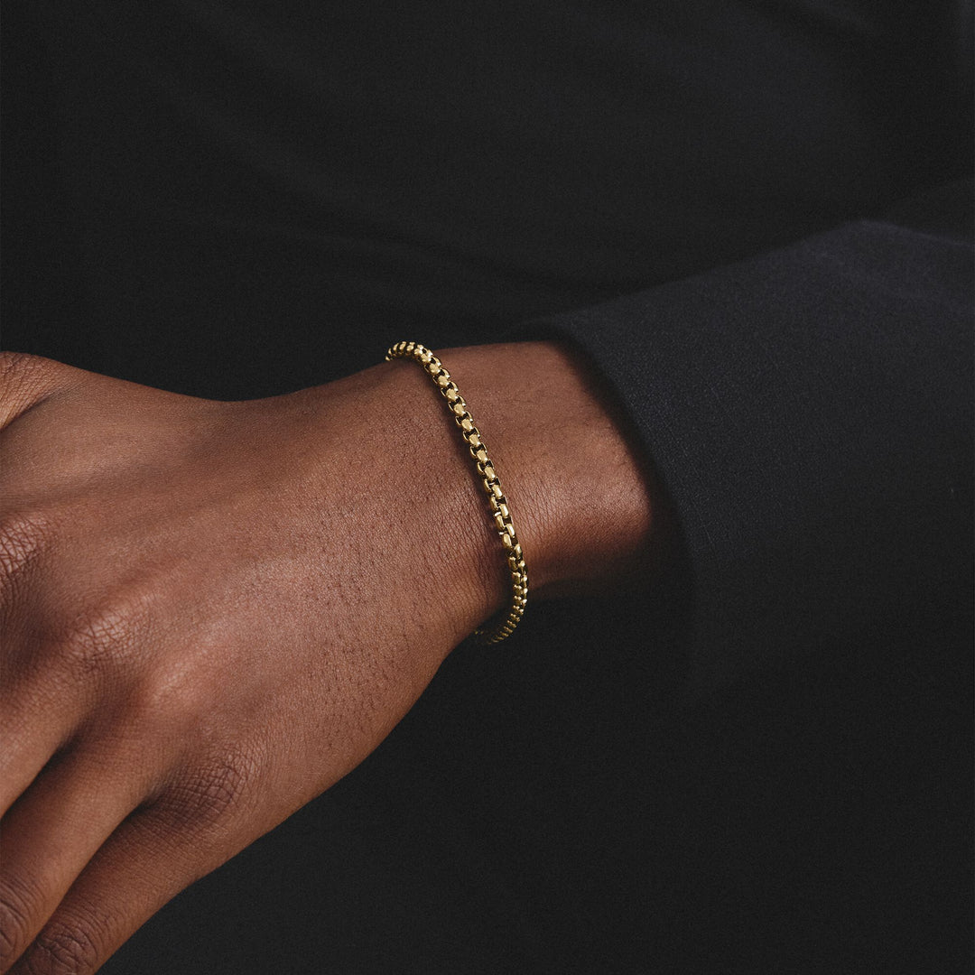 Gold-Tone Stainless Steel Box Chain Bracelet 4mm