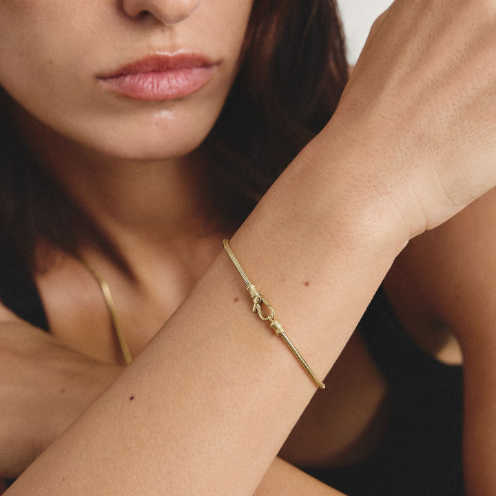 Gold-Tone Stainless Steel Snake Chain Bracelet 2mm
