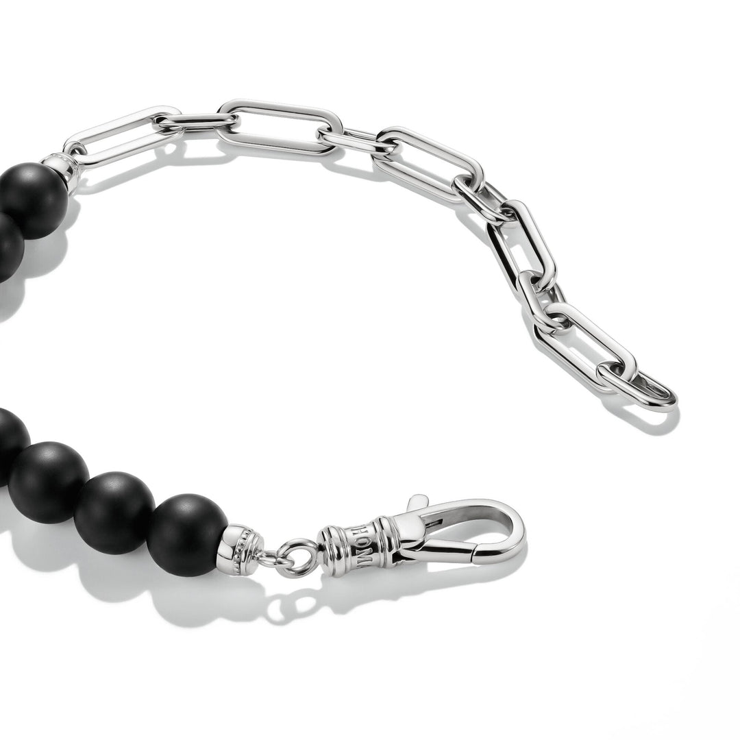 Stainless Steel Obsidian Bead Bracelet