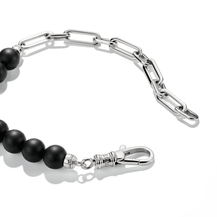 Stainless Steel Obsidian Bead Bracelet
