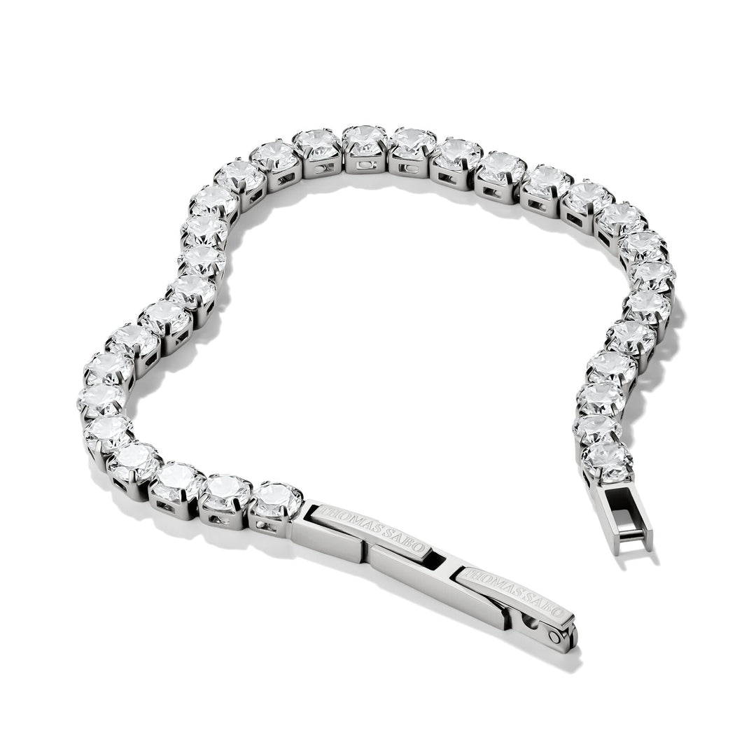 Stainless Steel Tennis Bracelet with White Zirconia