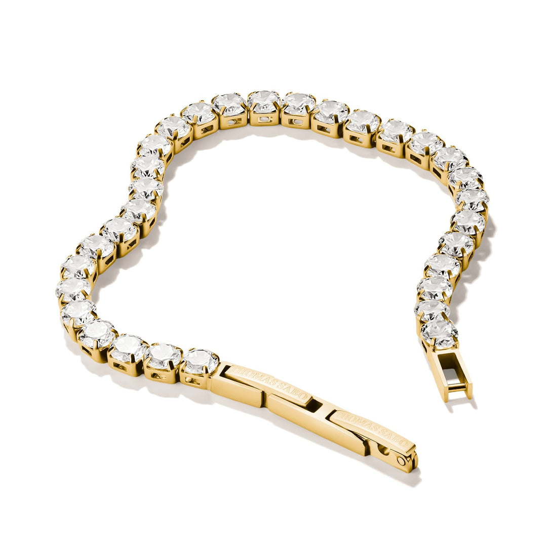 Gold-Tone Stainless Steel Tennis Bracelet with White Zirconia