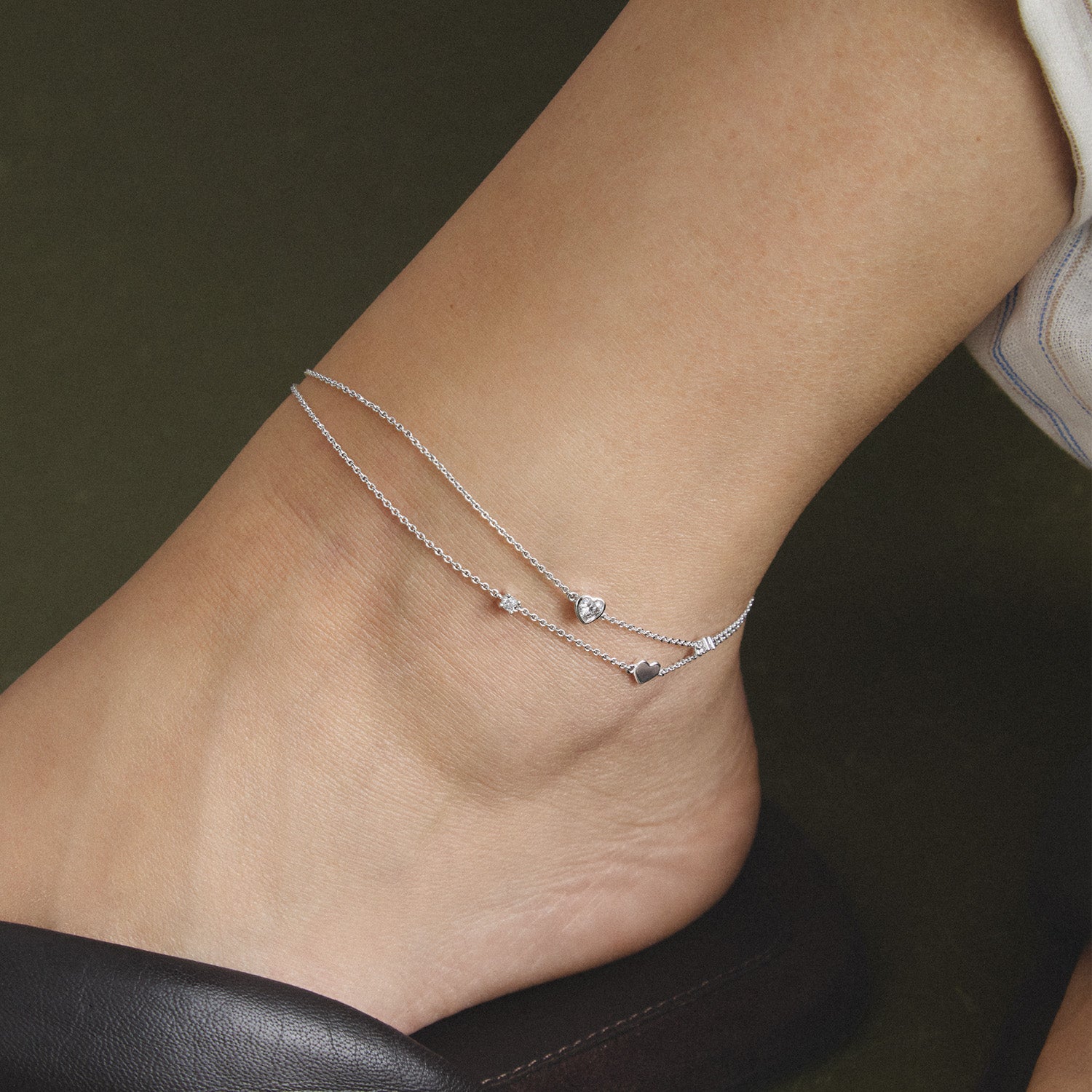 Anklet hearts with zirconia