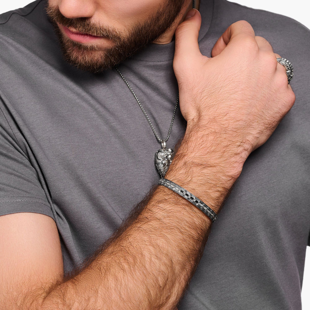 Bangle crocodile shell with stones silver blackened | THOMAS SABO Australia