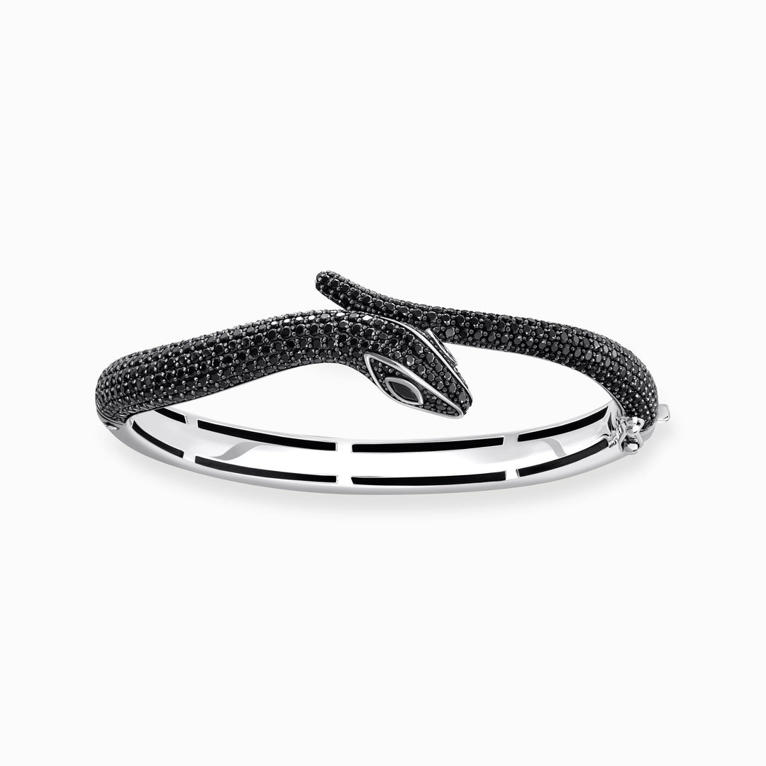 Snake bracelet with black zirconia