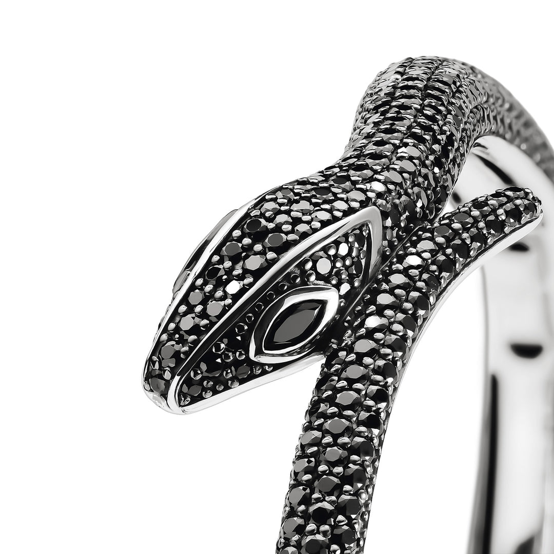 Snake bracelet with black zirconia