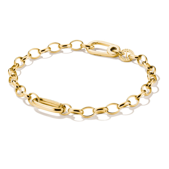 Gold-Tone Stainless Steel Charm Club Bracelet with Connect Link