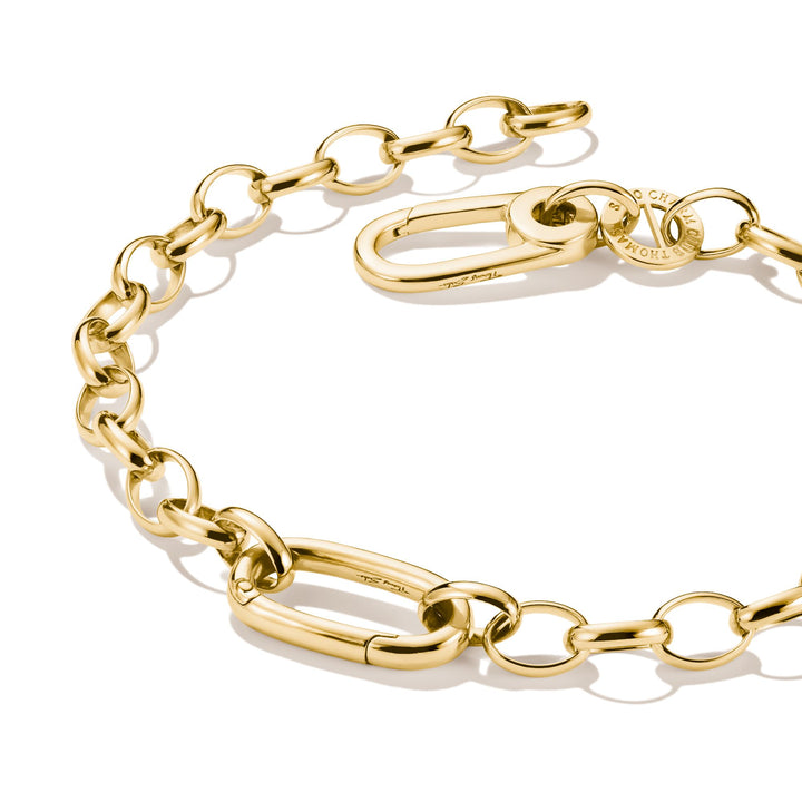Gold-Tone Stainless Steel Charm Club Bracelet with Connect Link