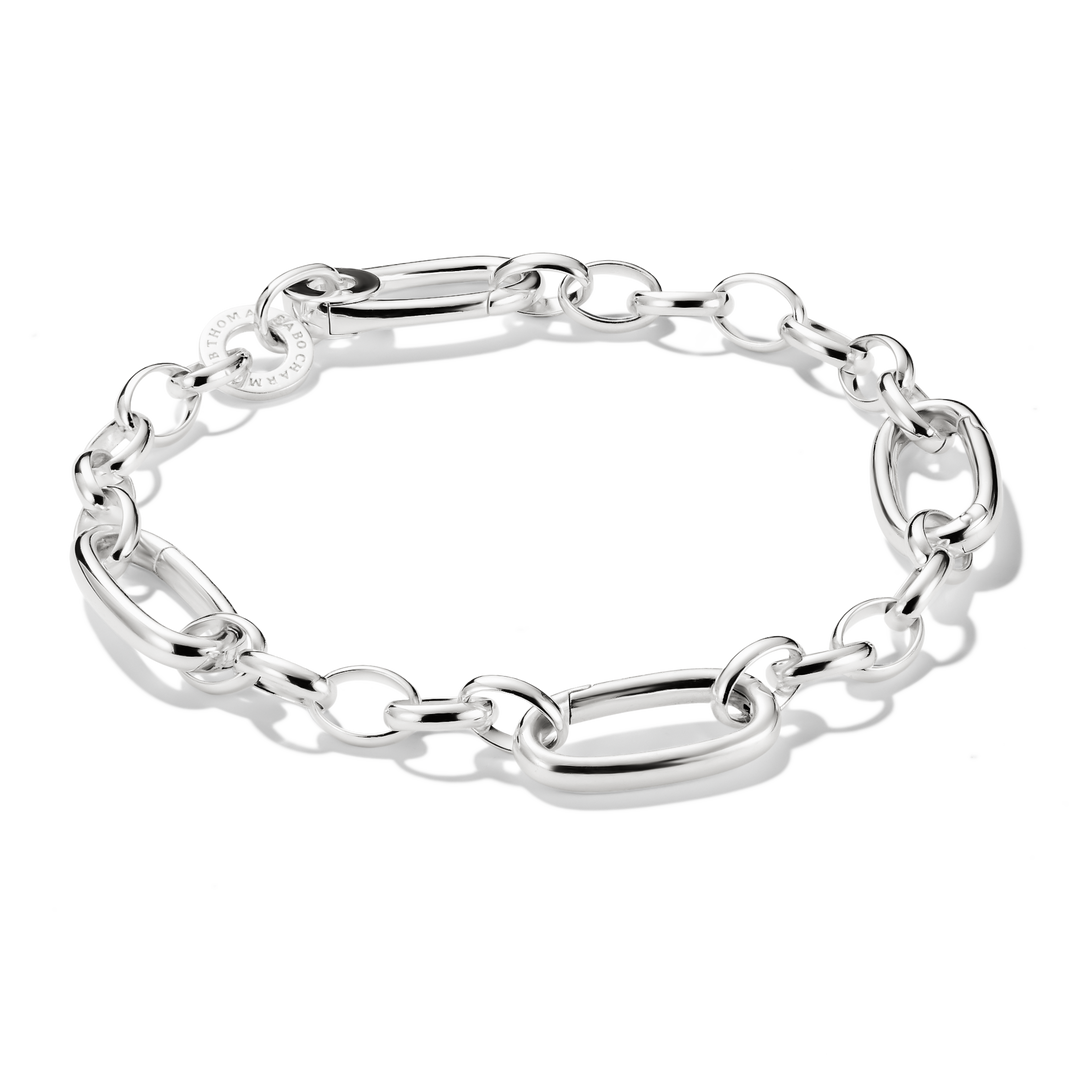Charm bracelet with three Connect links Silver