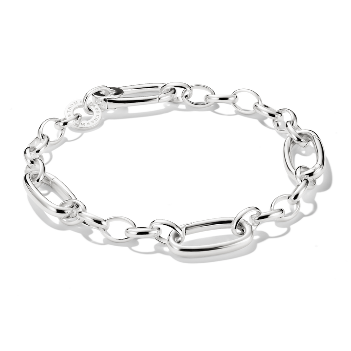 Charm bracelet with three Connect links Silver