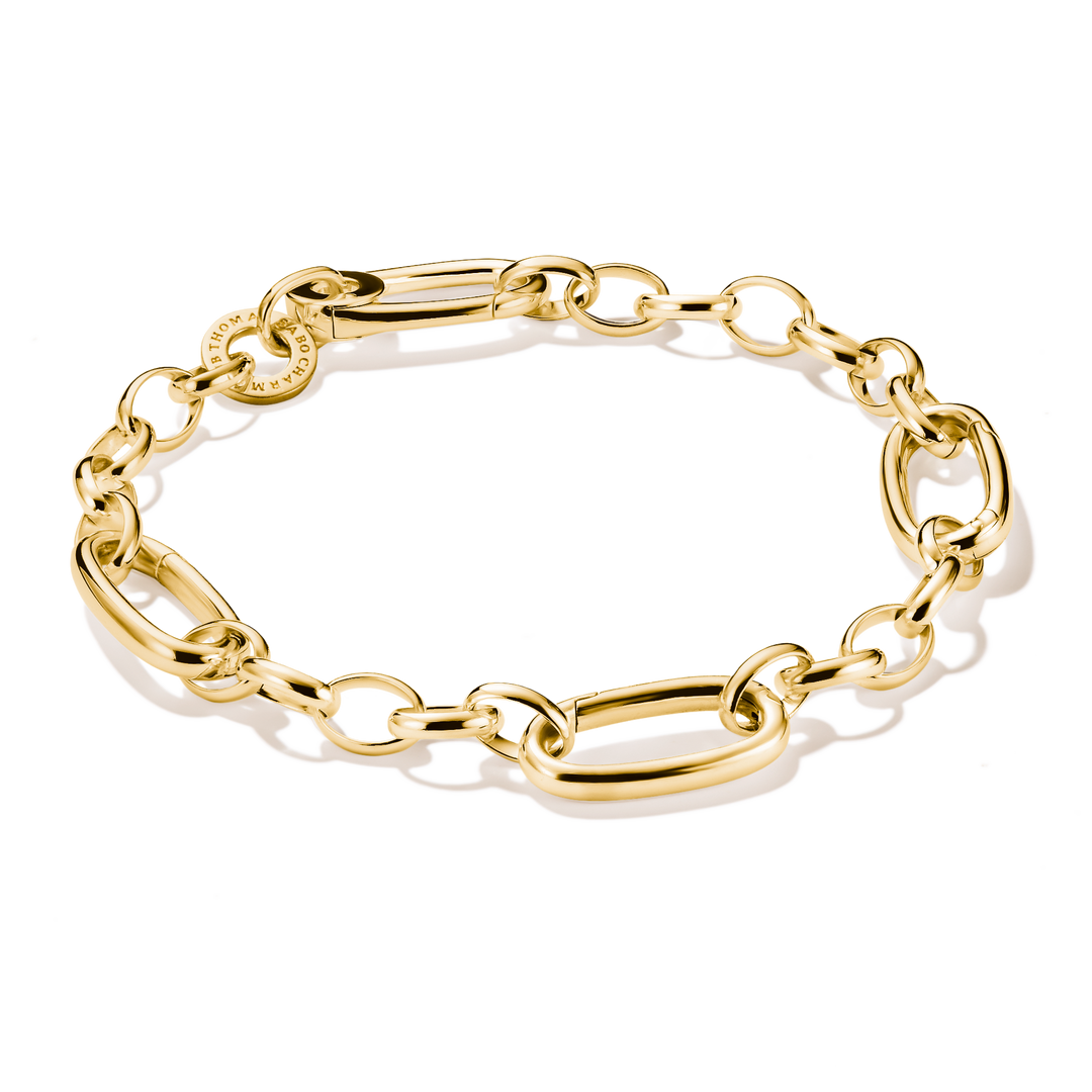 Charm bracelet with three Connect links Gold